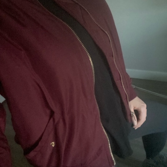 Topshop burgundy bomber jacket 38/6 - Picture 4 of 7